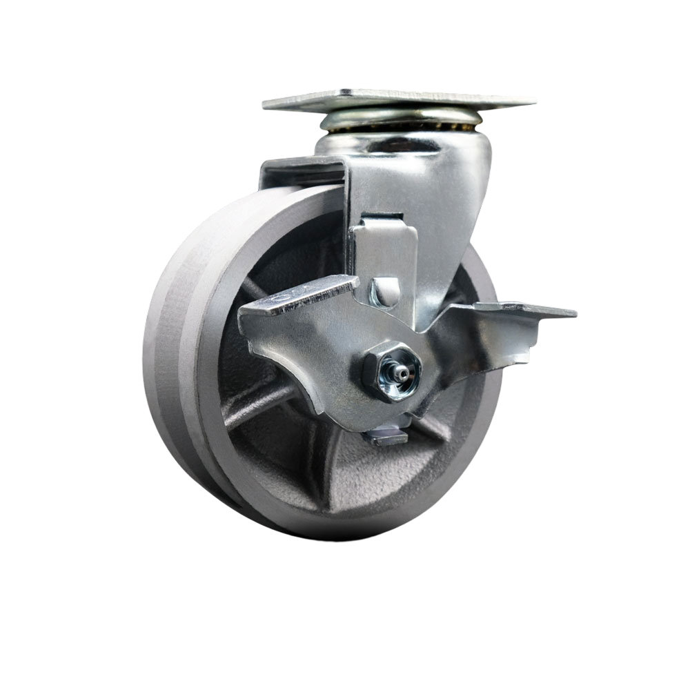 Service Caster Semi Steel Cast Iron Caster With Ball Bearing And Brake